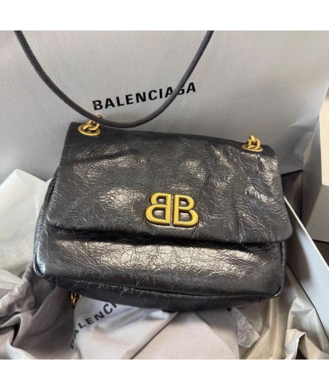 BALENCIAGA Черная кожаная сумка через плечо, фото 2
