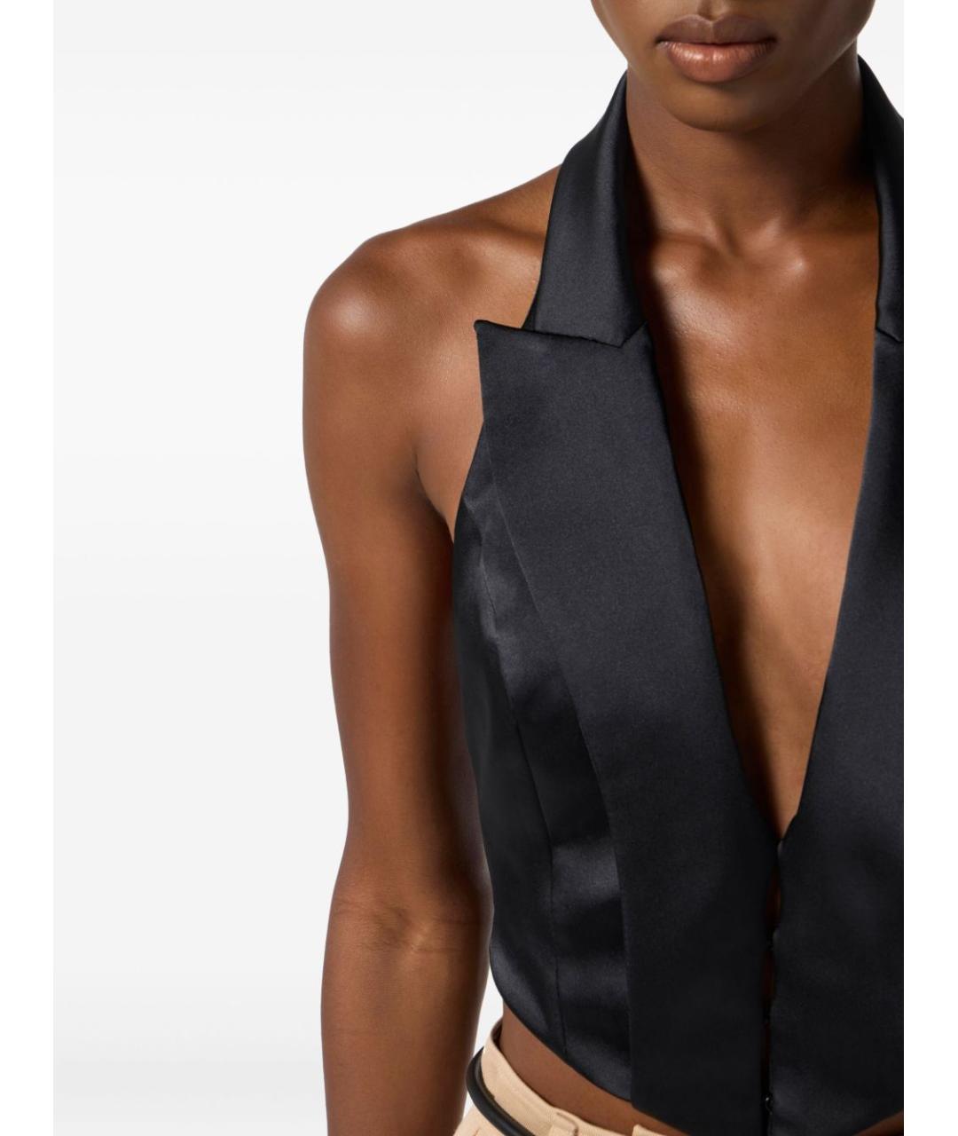 ELISABETTA FRANCHI Черный полиэстеровый жилет, фото 2