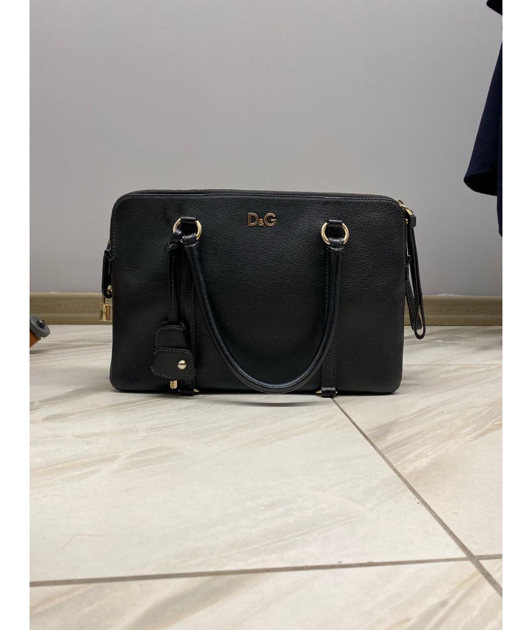 DOLCE&GABBANA Черная кожаная сумка с короткими ручками, фото 7