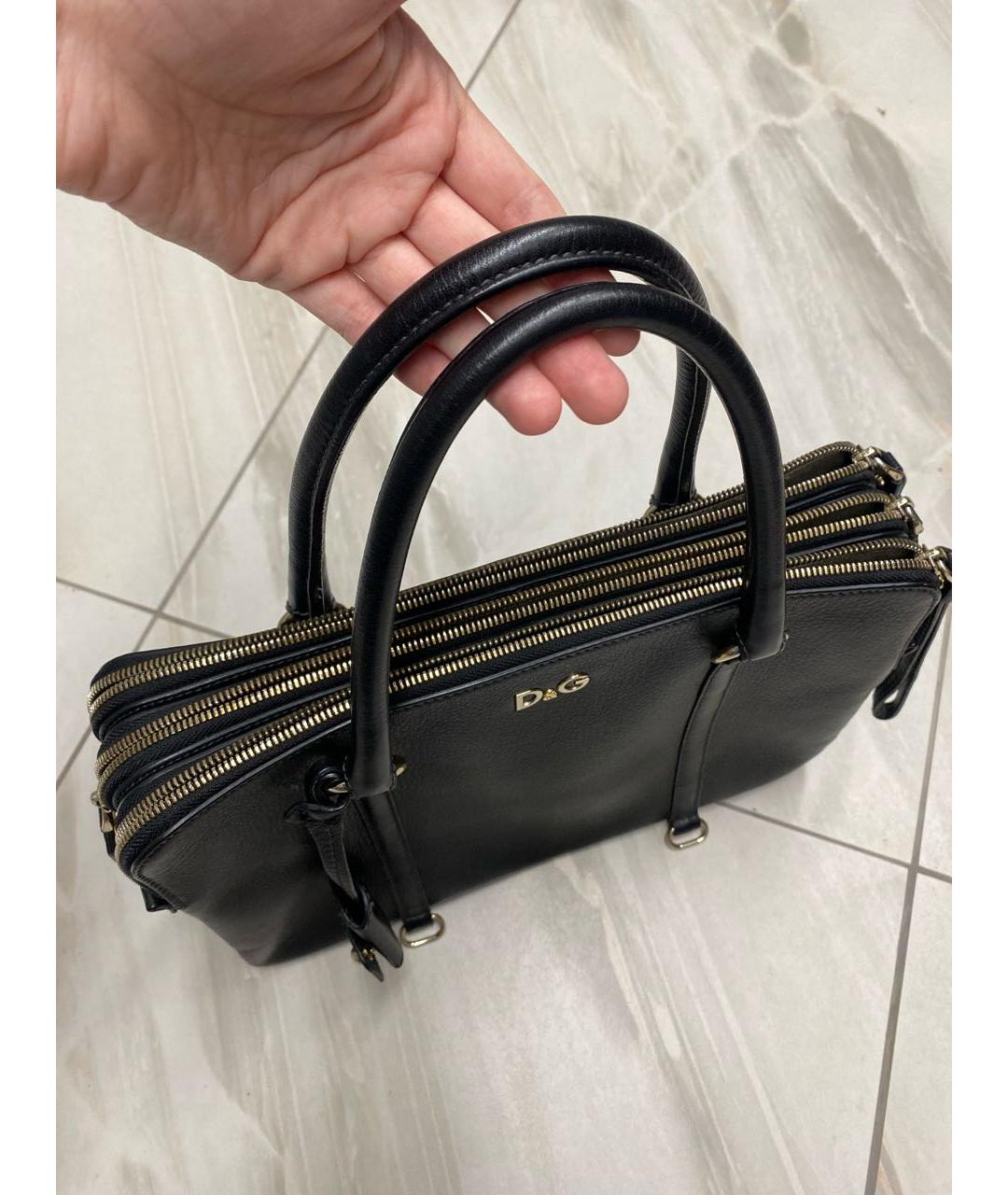 DOLCE&GABBANA Черная кожаная сумка с короткими ручками, фото 2