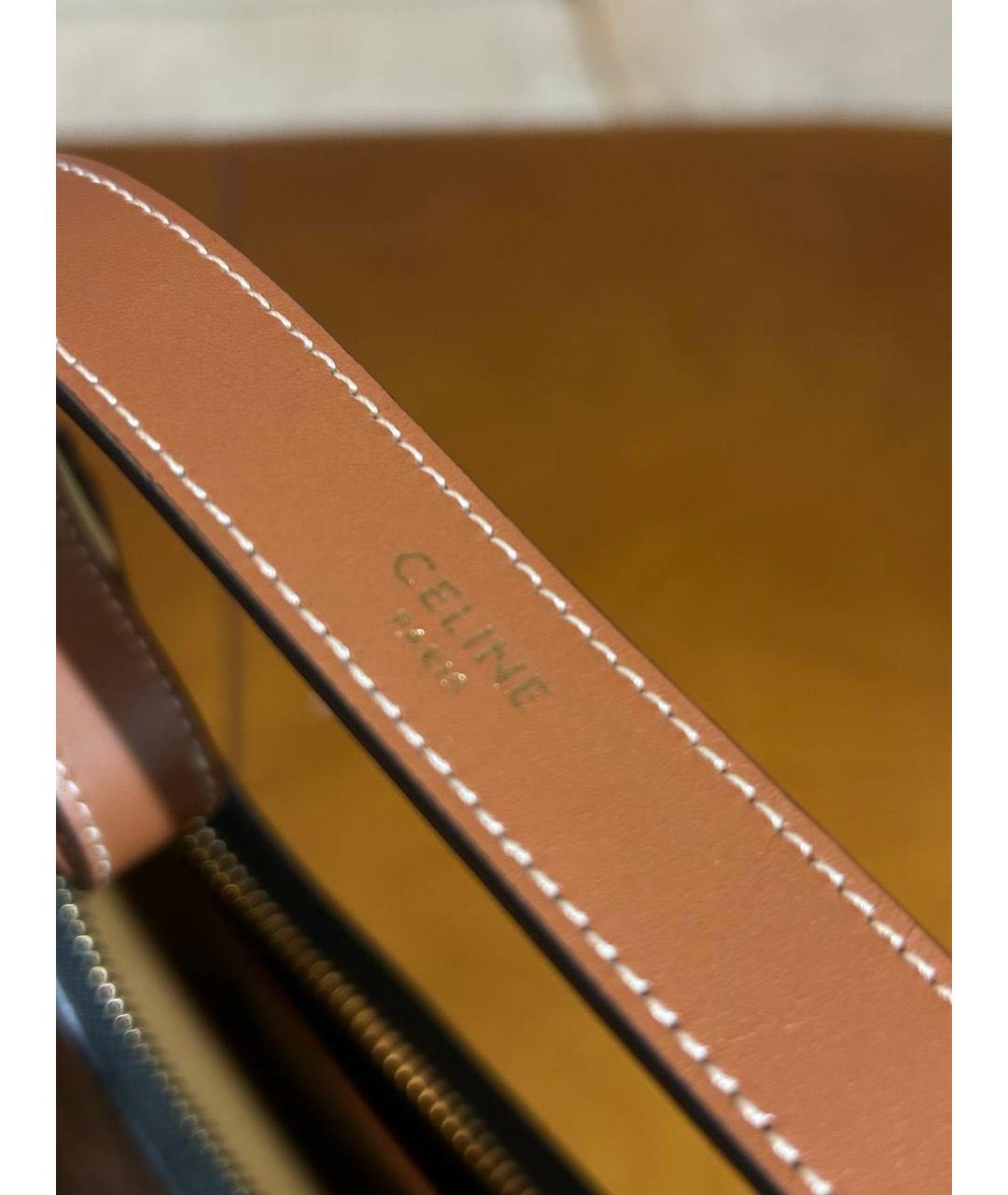 CELINE Коричневая кожаная сумка с короткими ручками, фото 4