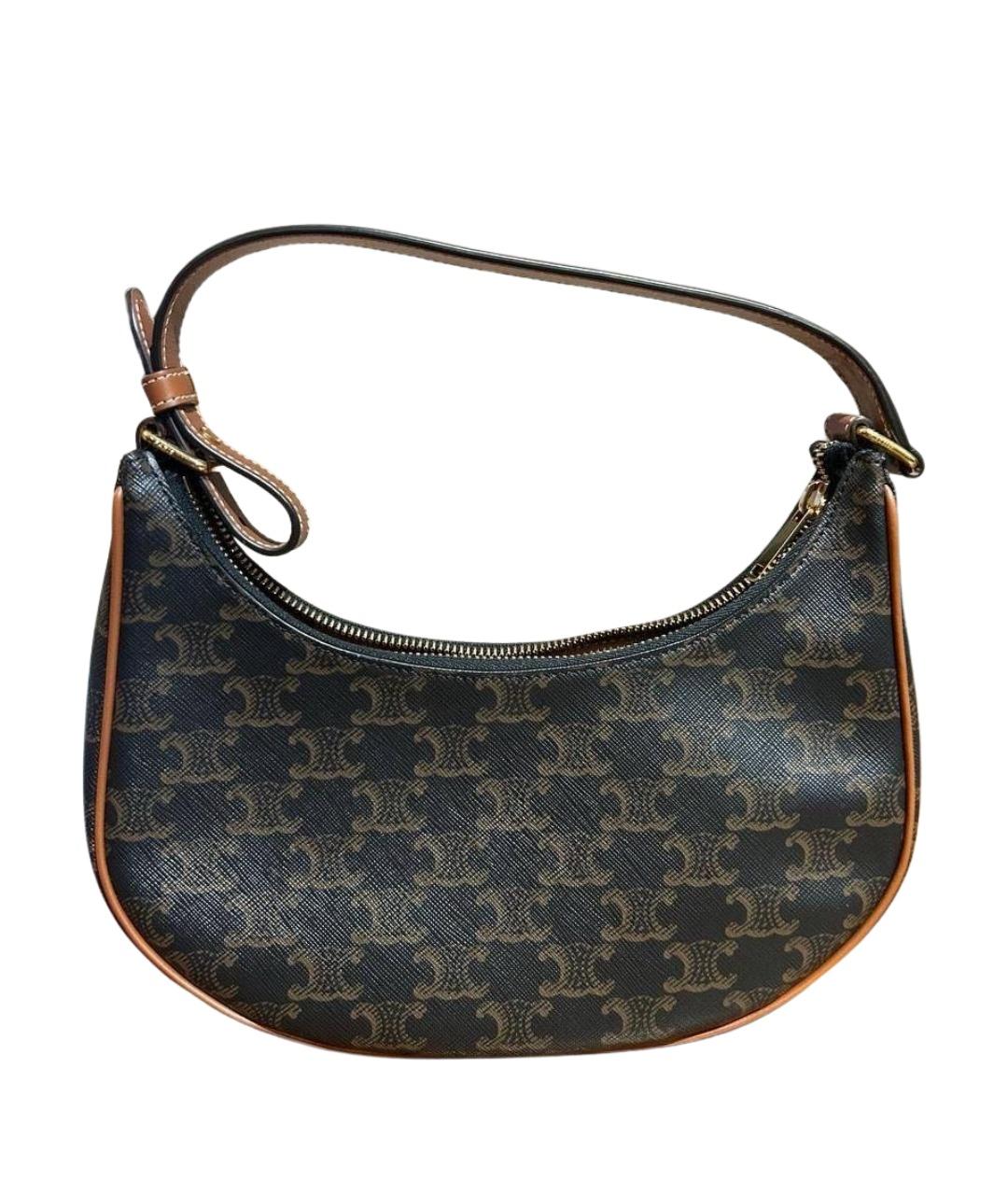 CELINE Коричневая кожаная сумка с короткими ручками, фото 1