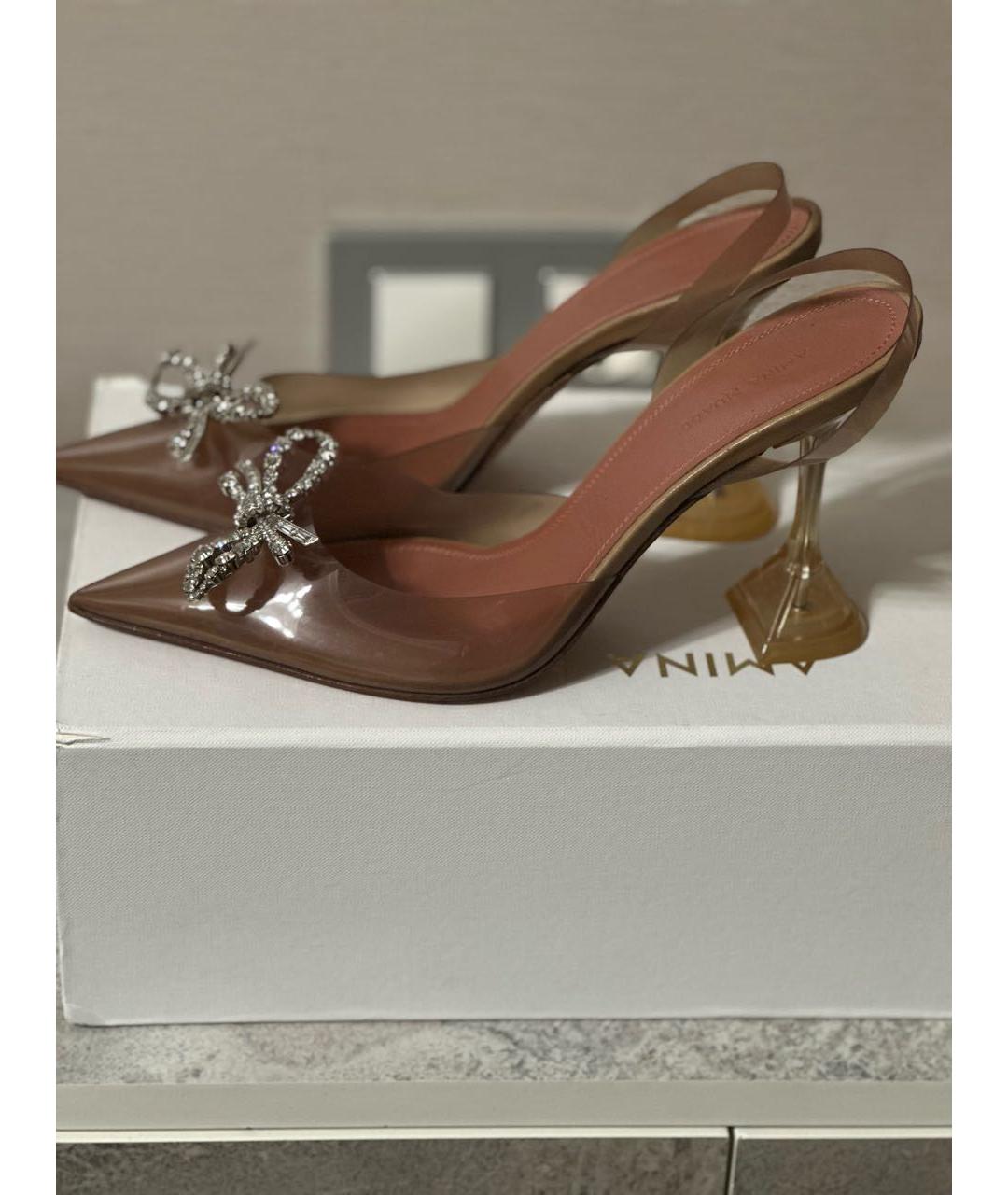 Amina Muaddi Бежевые резиновые туфли, фото 4