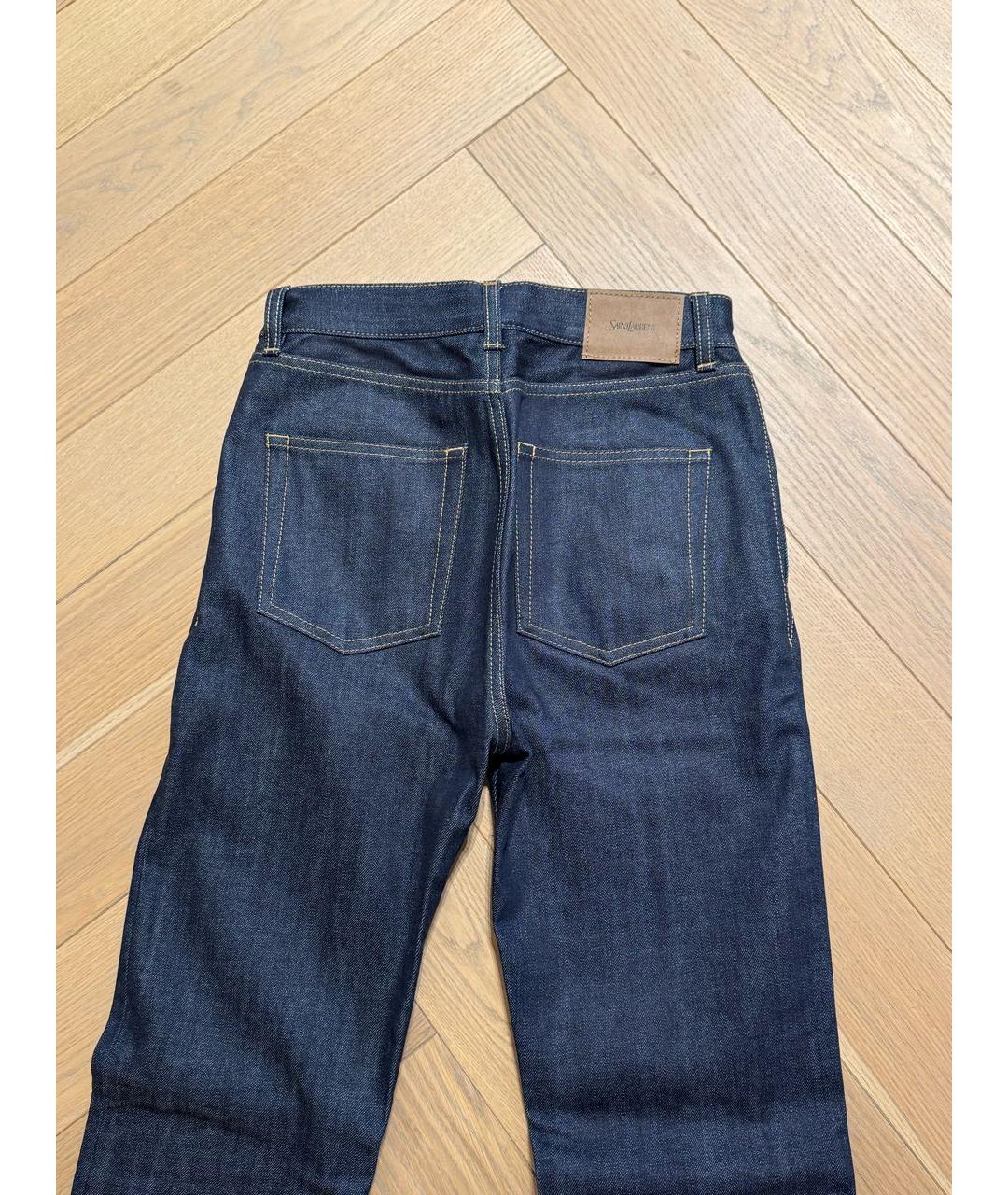 SAINT LAURENT Темно-синие хлопковые прямые джинсы, фото 2