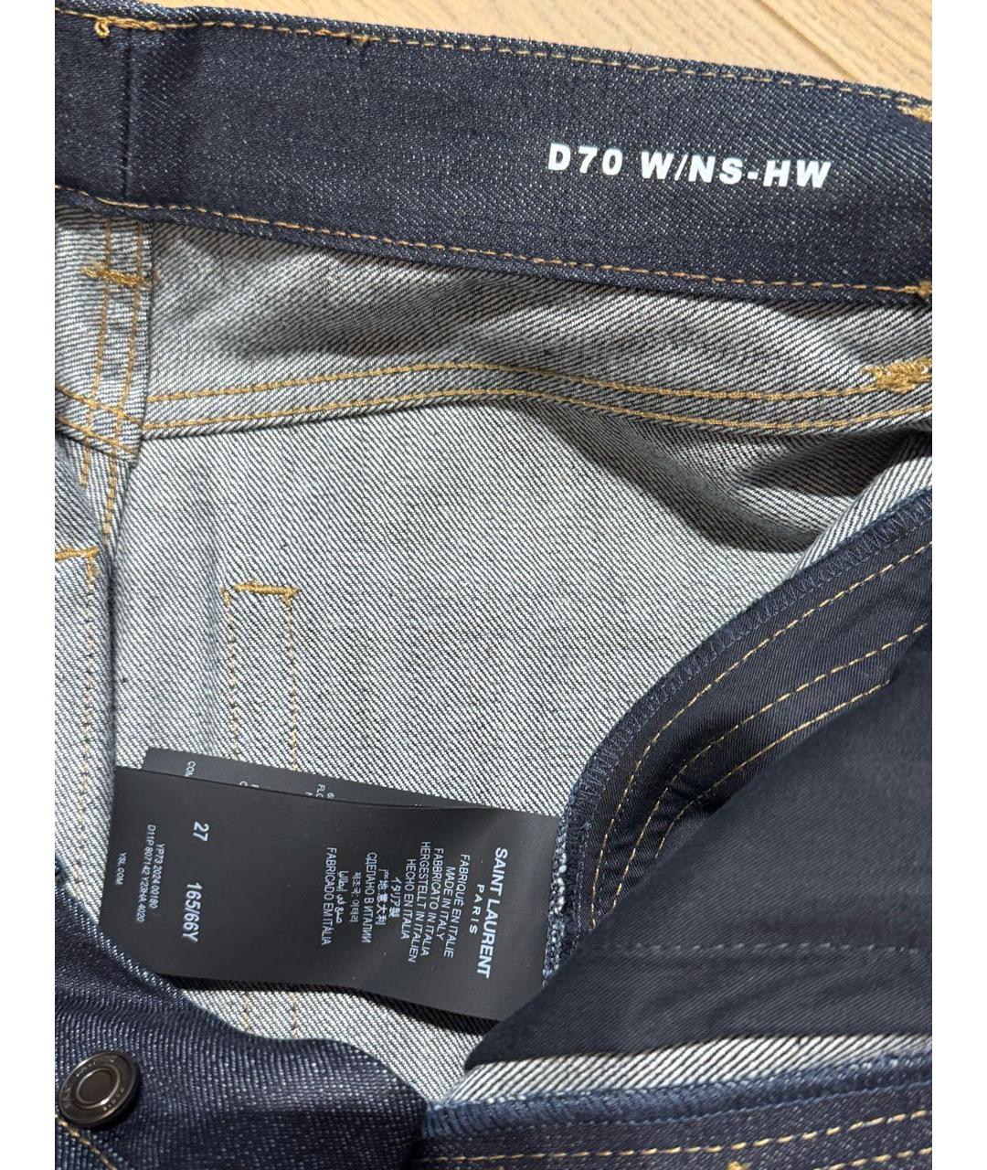 SAINT LAURENT Темно-синие хлопковые прямые джинсы, фото 3