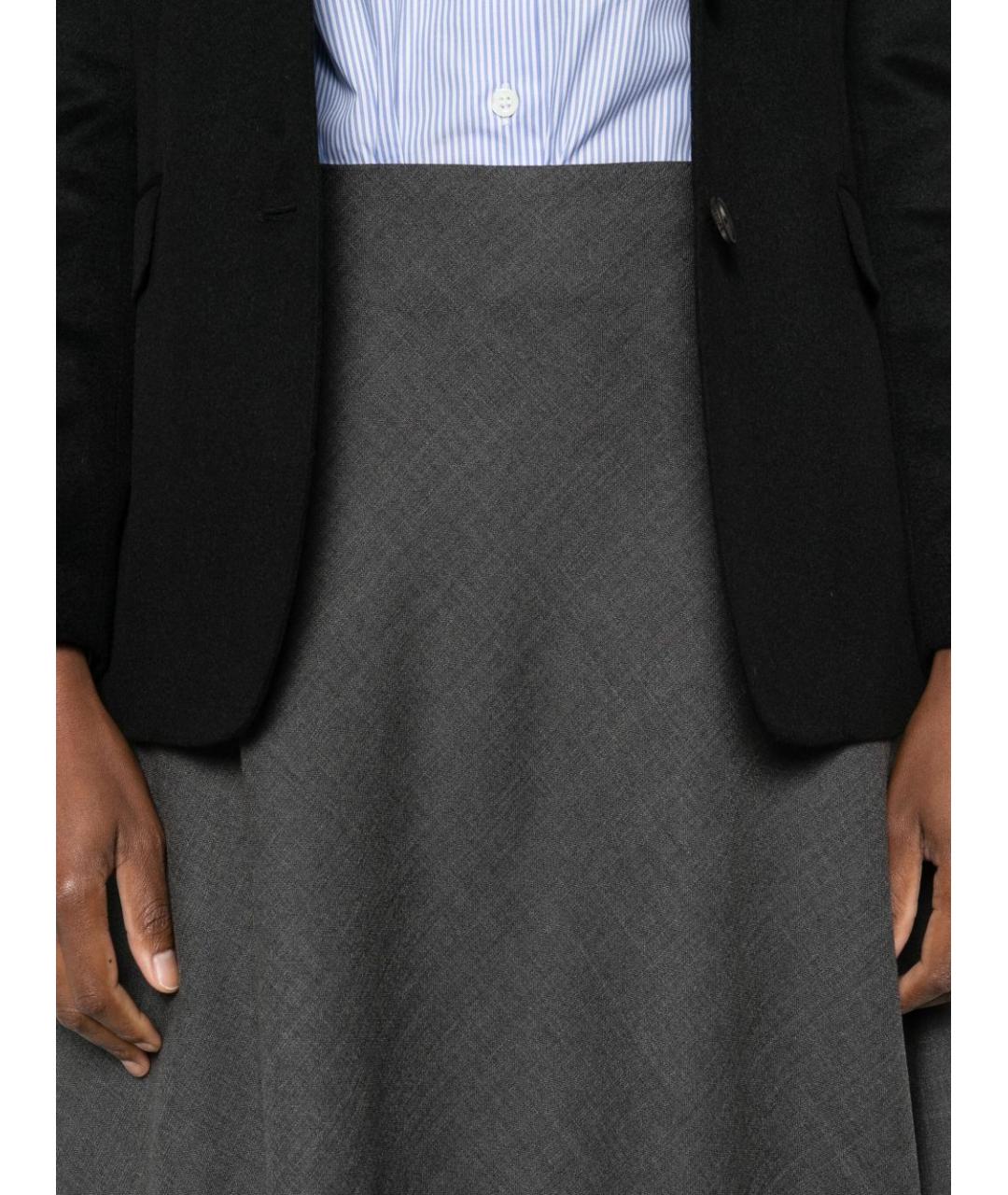 TAGLIATORE Серая шерстяная юбка миди, фото 2