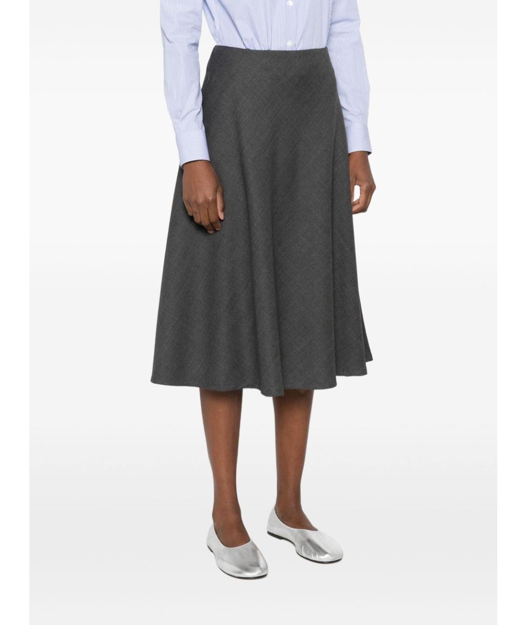 TAGLIATORE Серая шерстяная юбка миди, фото 4