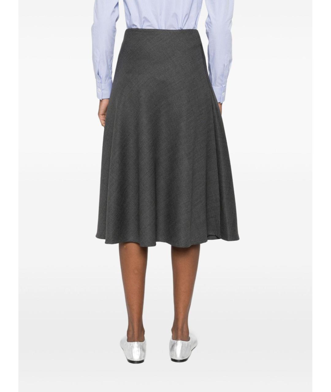 TAGLIATORE Серая шерстяная юбка миди, фото 5