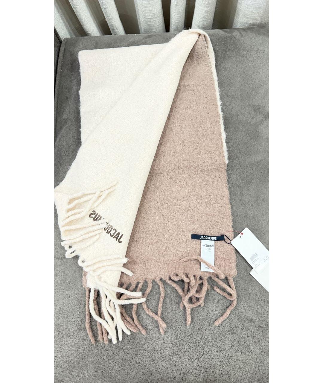 JACQUEMUS Бежевый шерстяной шарф, фото 6
