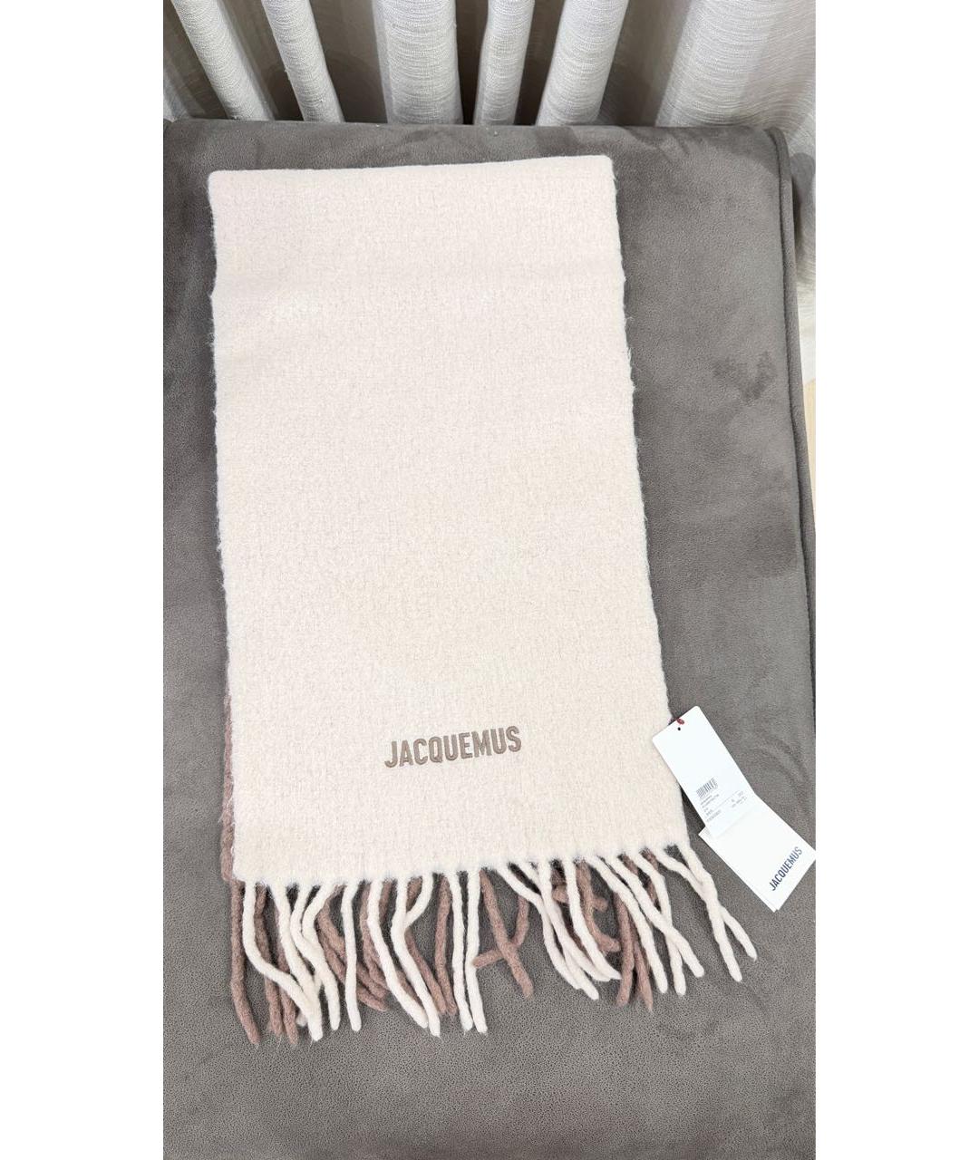 JACQUEMUS Бежевый шерстяной шарф, фото 5