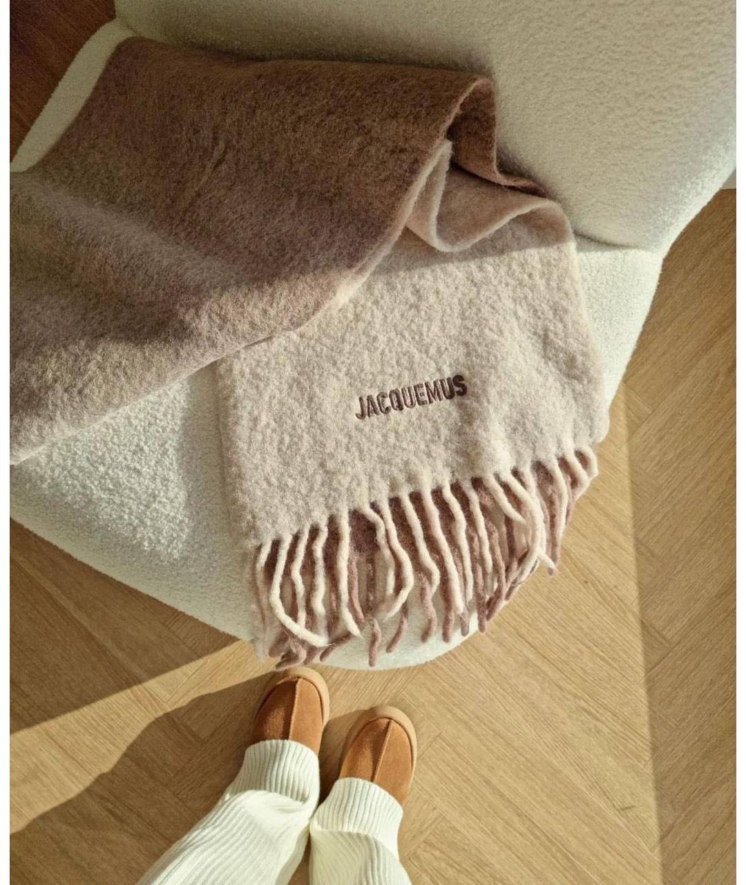 JACQUEMUS Бежевый шерстяной шарф, фото 3