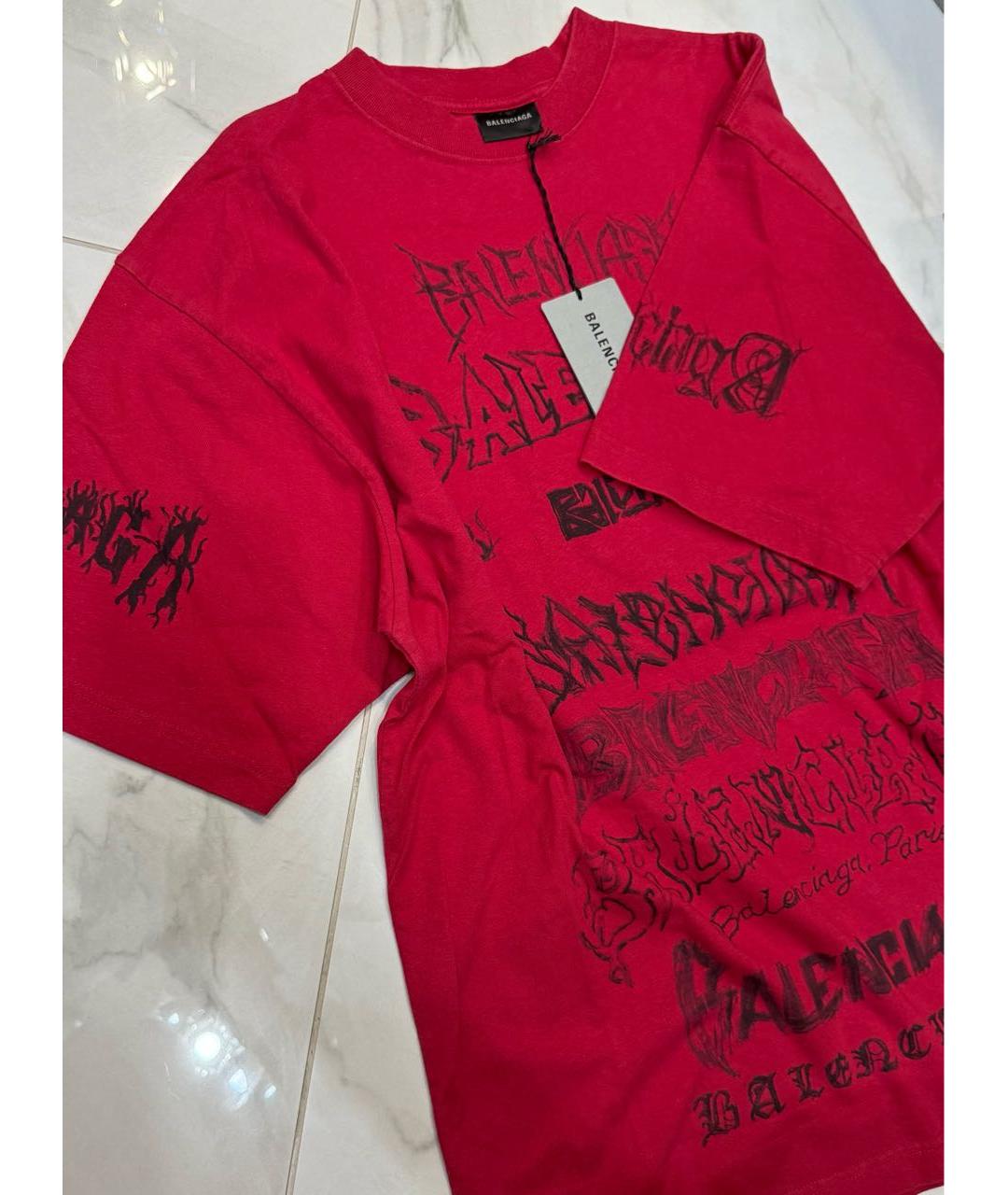 BALENCIAGA Красная хлопковая футболка, фото 5