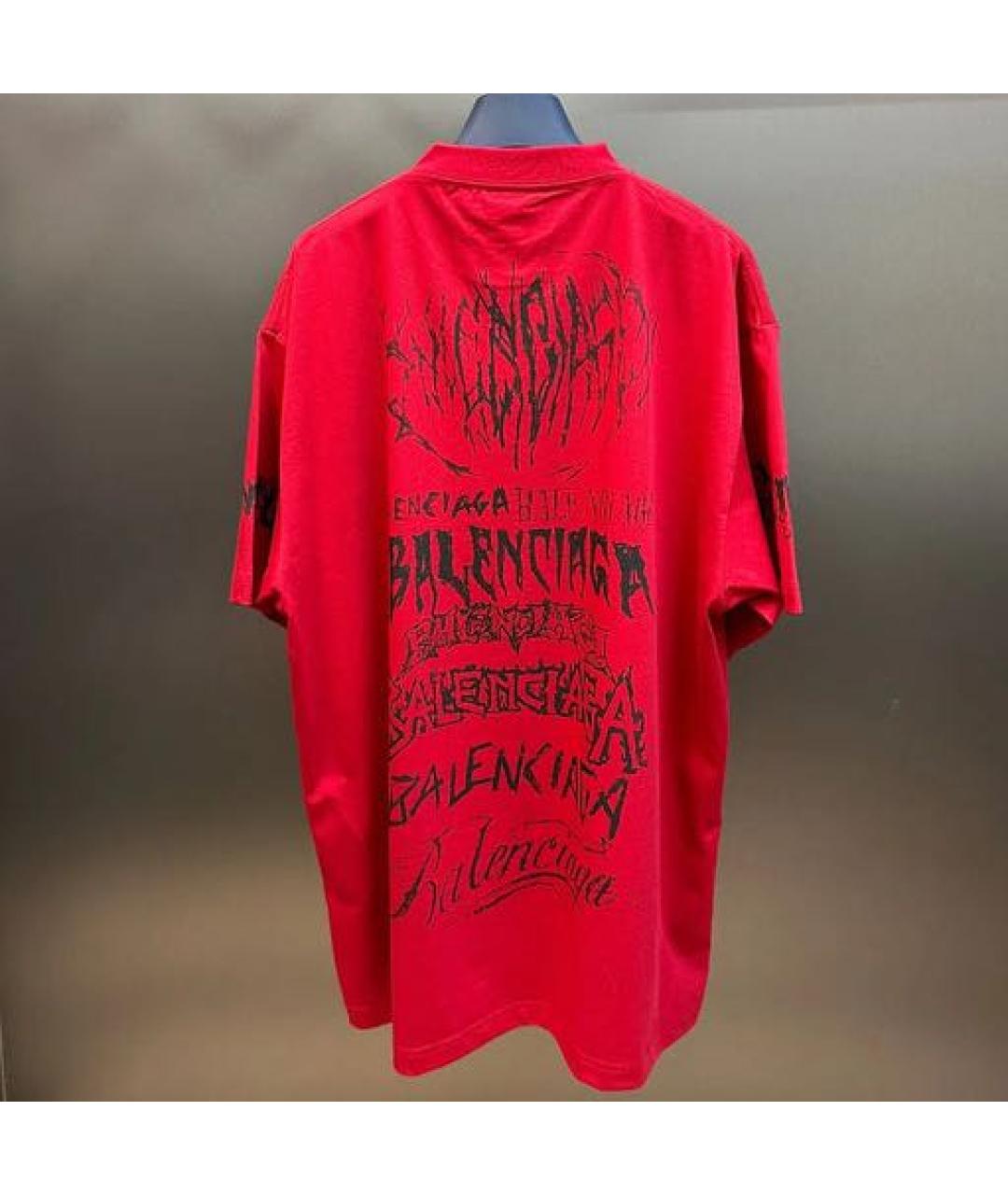 BALENCIAGA Красная хлопковая футболка, фото 3