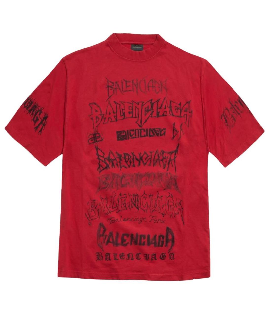 BALENCIAGA Красная хлопковая футболка, фото 1