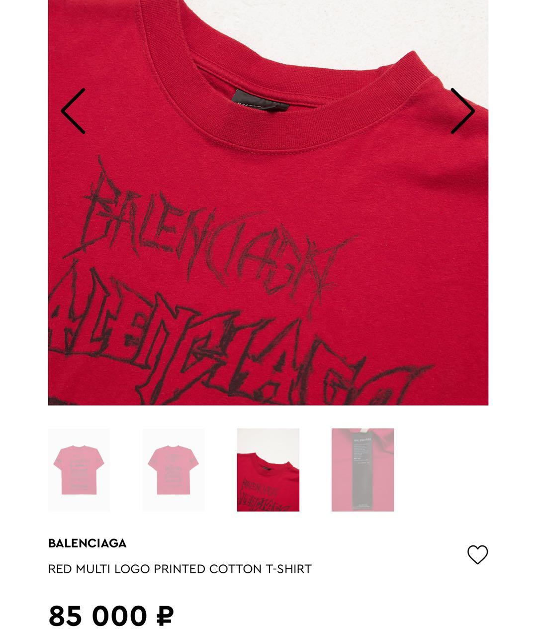 BALENCIAGA Красная хлопковая футболка, фото 4