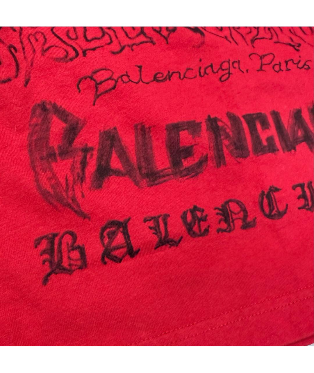 BALENCIAGA Красная хлопковая футболка, фото 7
