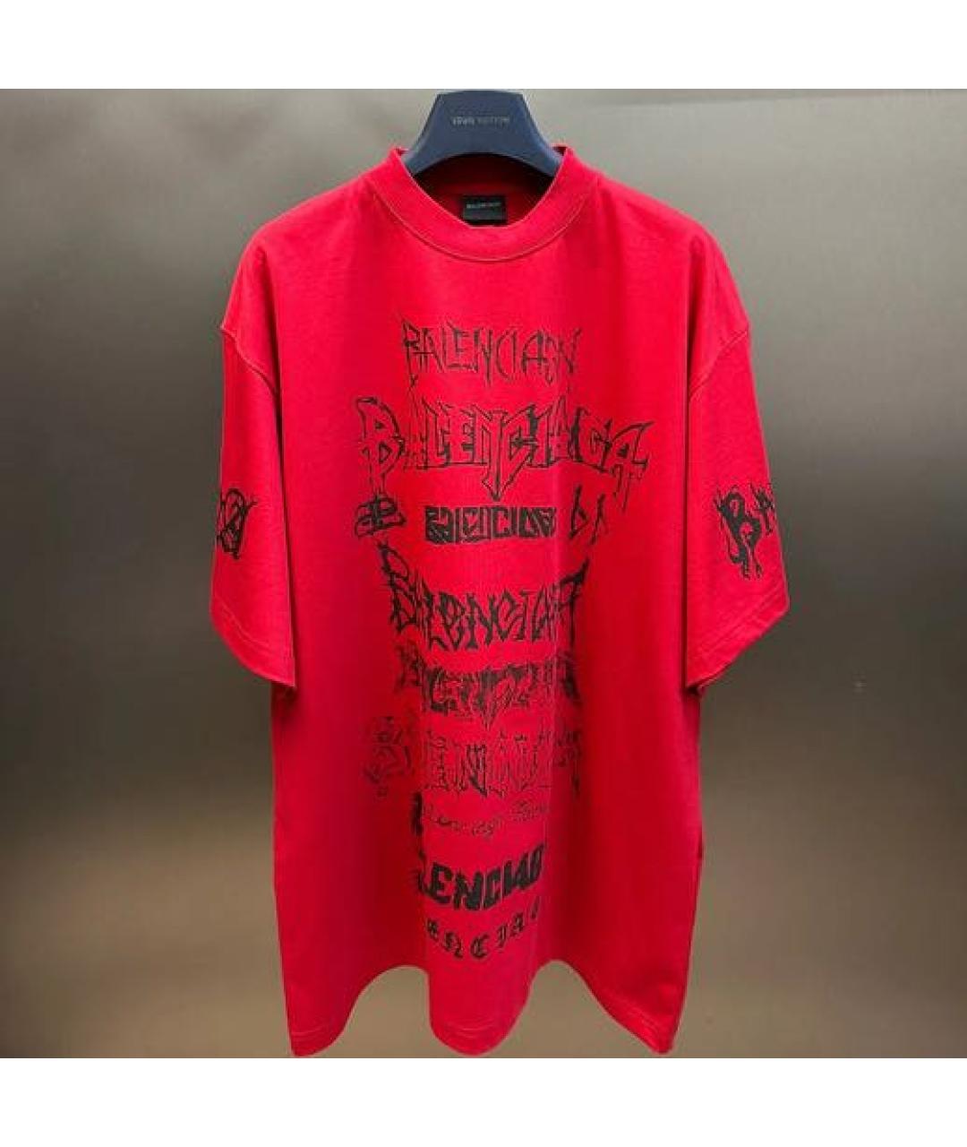 BALENCIAGA Красная хлопковая футболка, фото 2