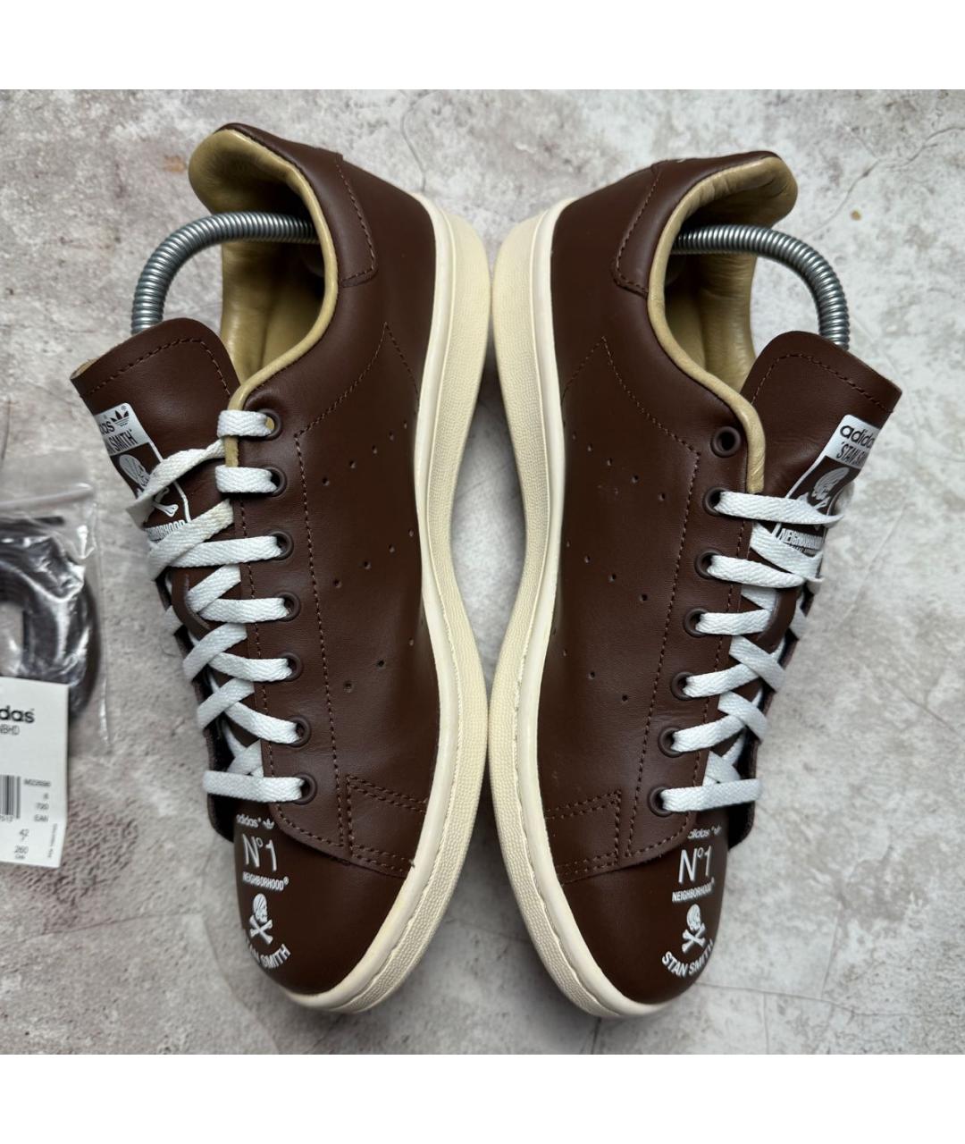 ADIDAS Коричневые кожаные низкие кроссовки / кеды, фото 4