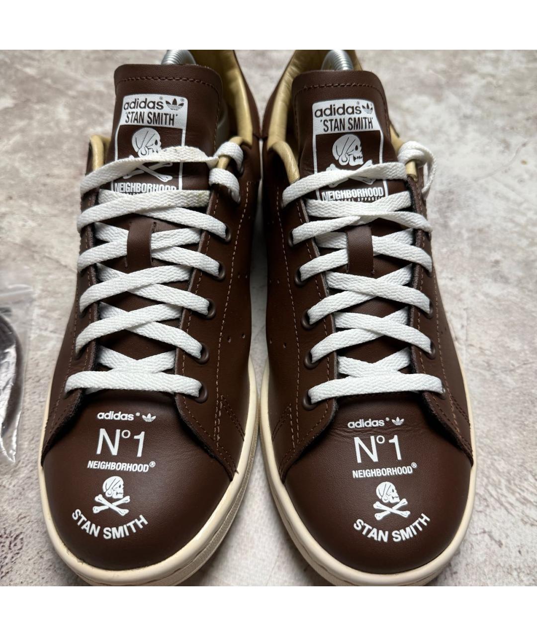 ADIDAS Коричневые кожаные низкие кроссовки / кеды, фото 3