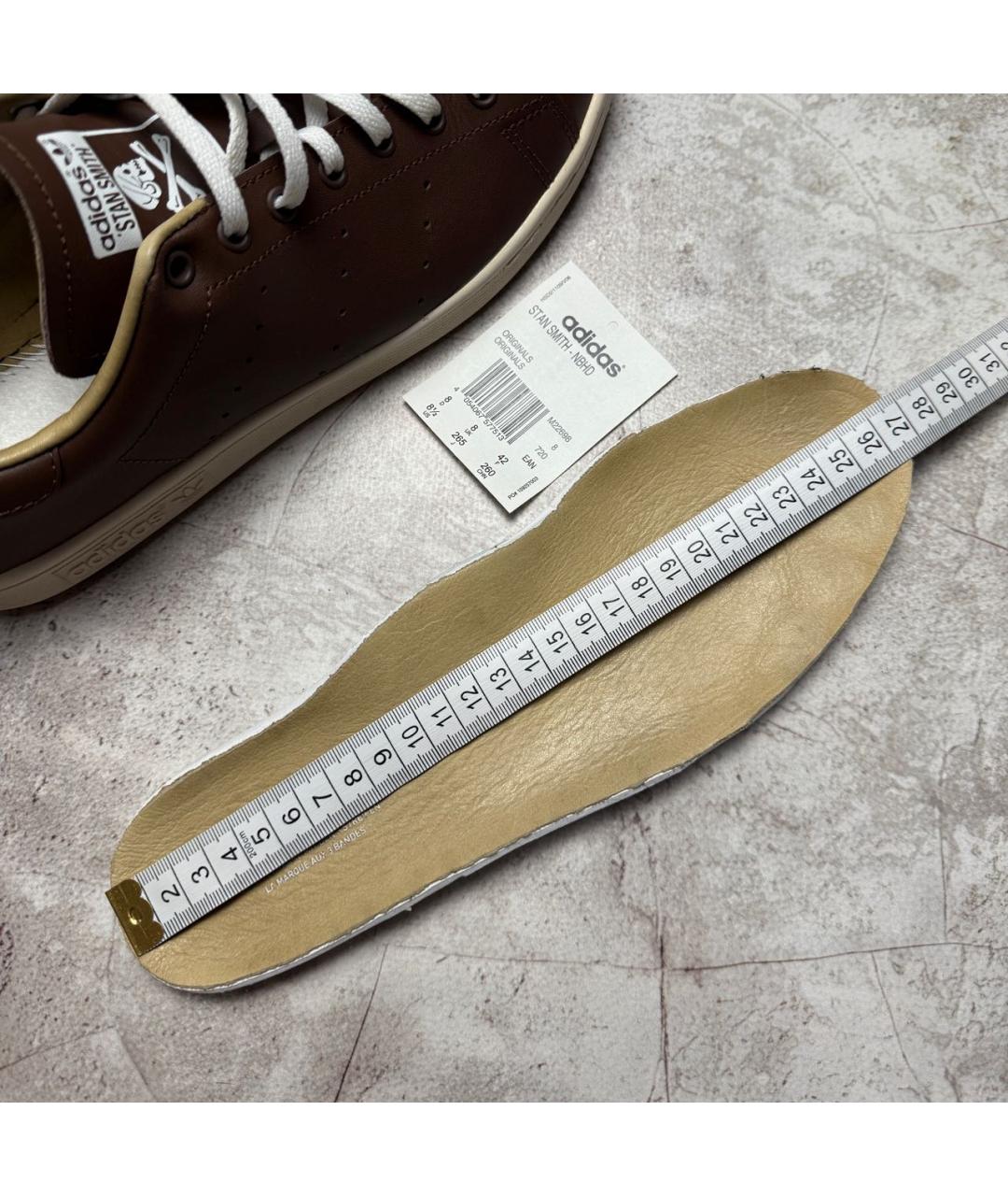 ADIDAS Коричневые кожаные низкие кроссовки / кеды, фото 6