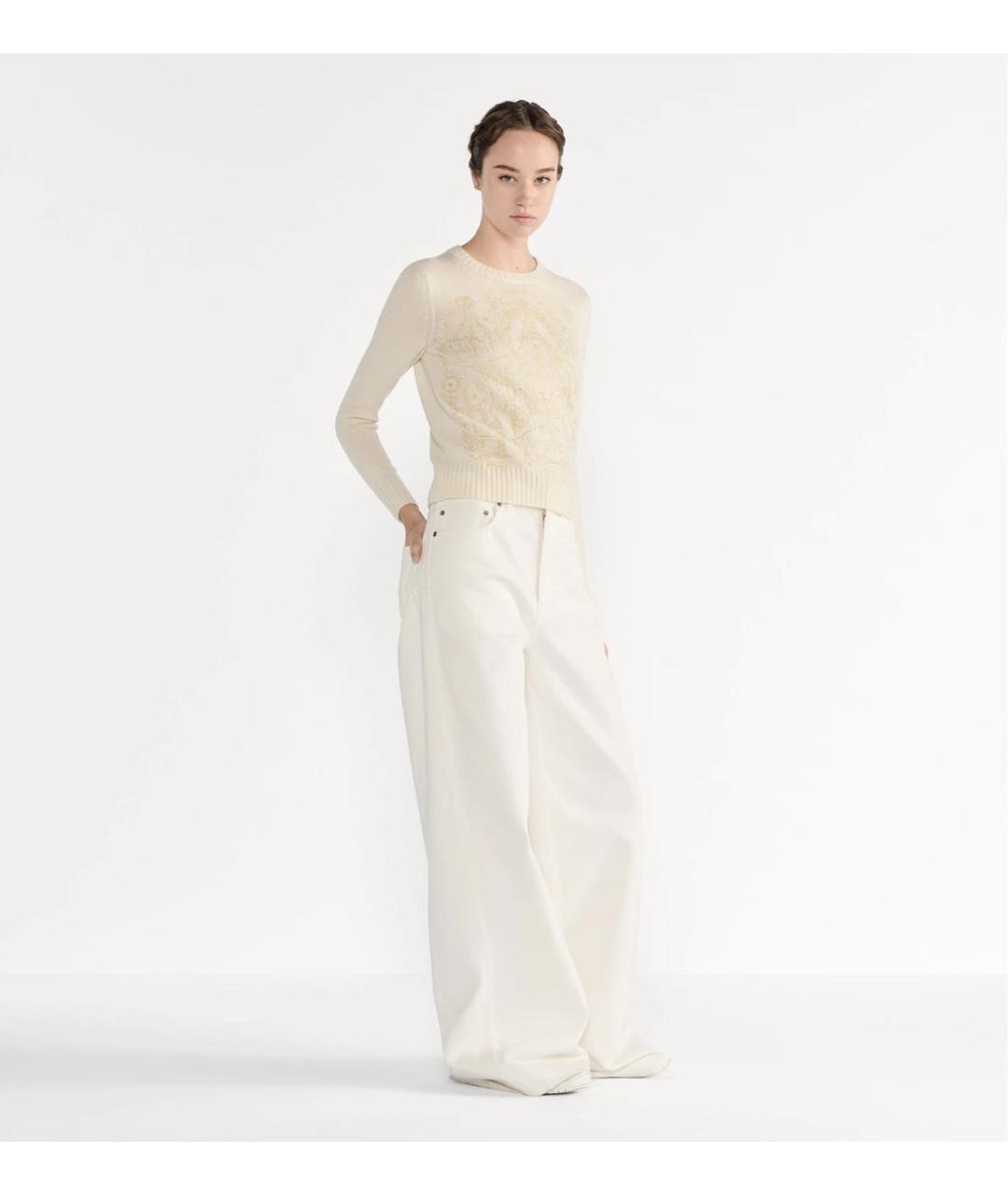 CHRISTIAN DIOR Бежевый кашемировый джемпер / свитер, фото 2