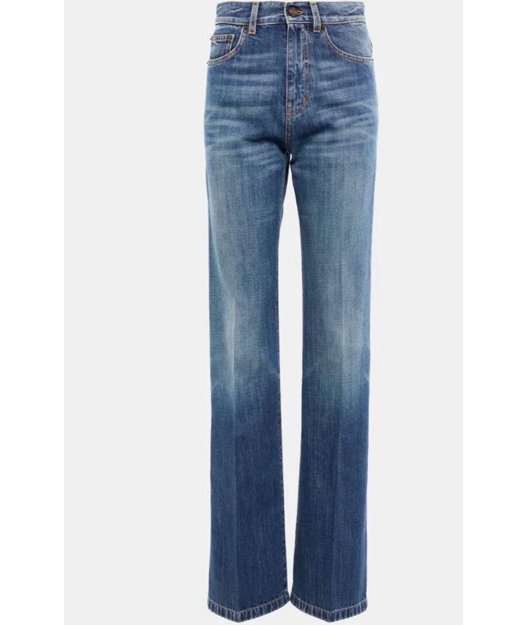 SAINT LAURENT Синие хлопковые прямые джинсы, фото 7