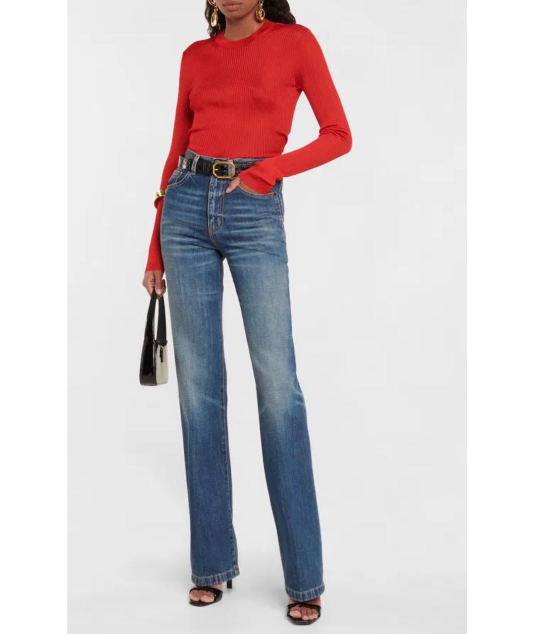 SAINT LAURENT Синие хлопковые прямые джинсы, фото 4