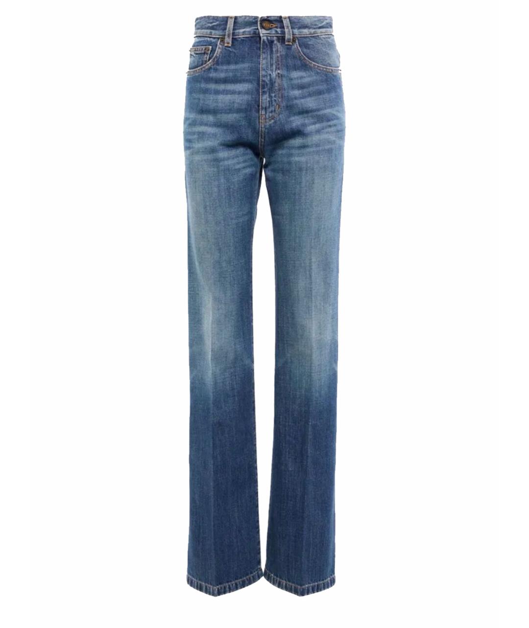 SAINT LAURENT Синие хлопковые прямые джинсы, фото 1