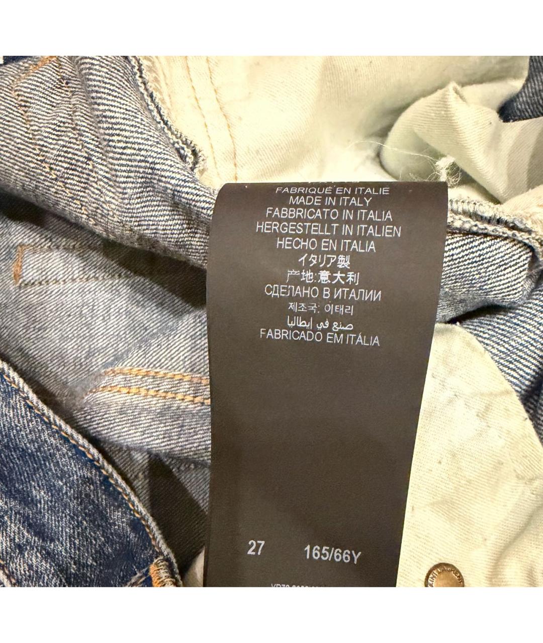 SAINT LAURENT Синие хлопковые прямые джинсы, фото 6