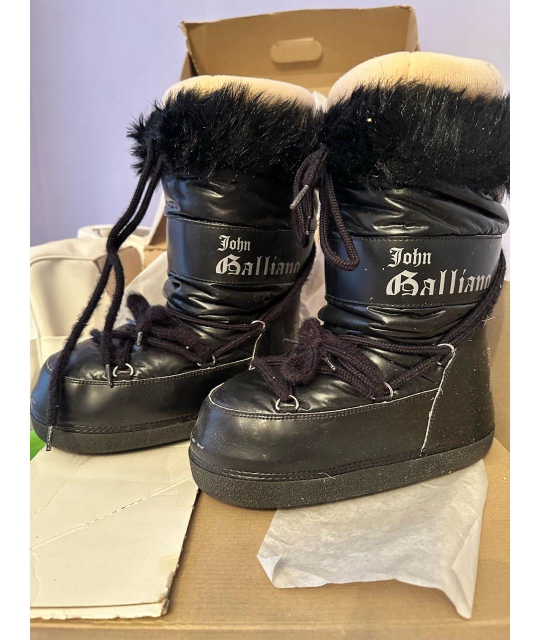 JOHN GALLIANO Черные текстильные сапоги, фото 2