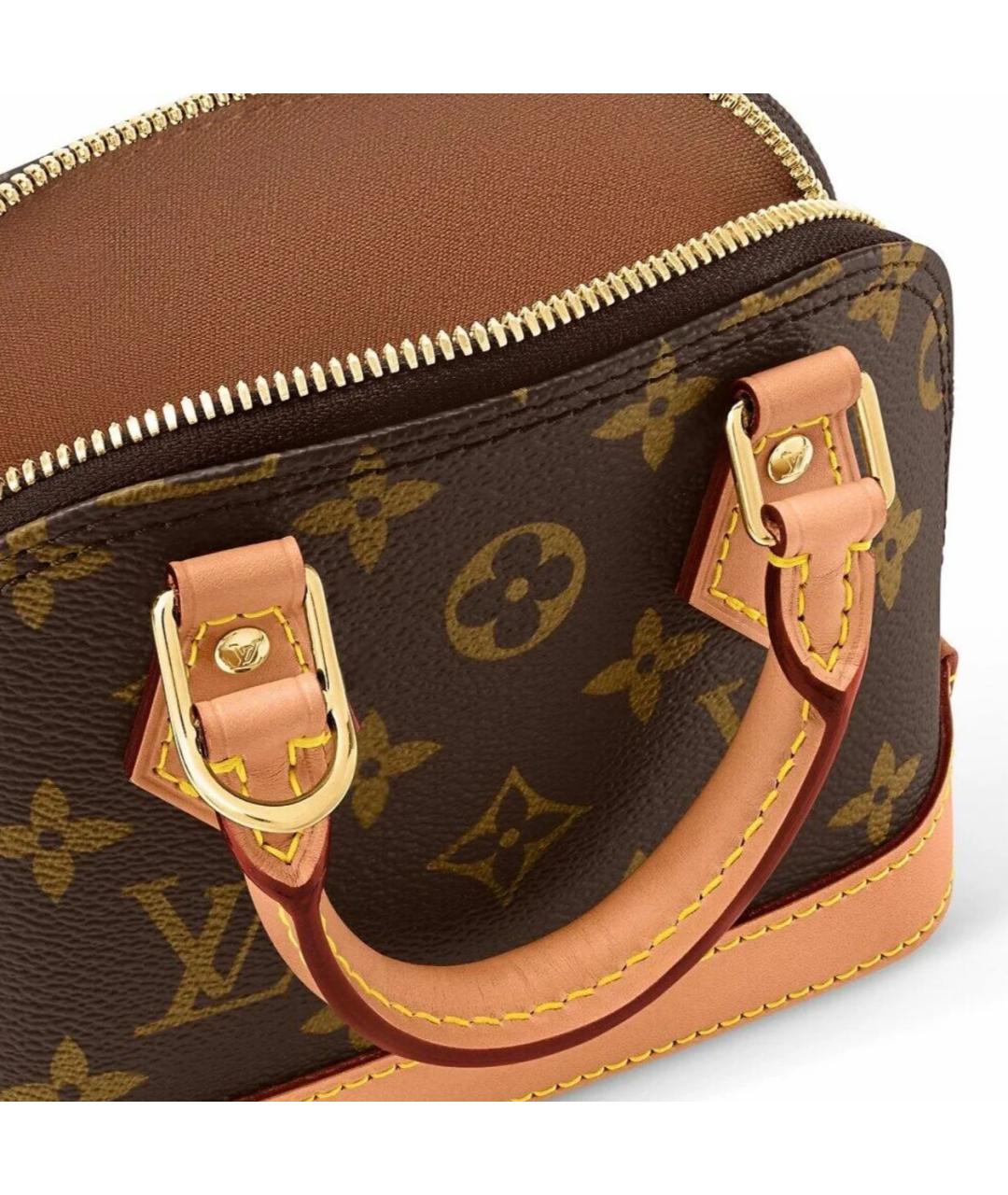 LOUIS VUITTON Коричневая кожаная сумка с короткими ручками, фото 2