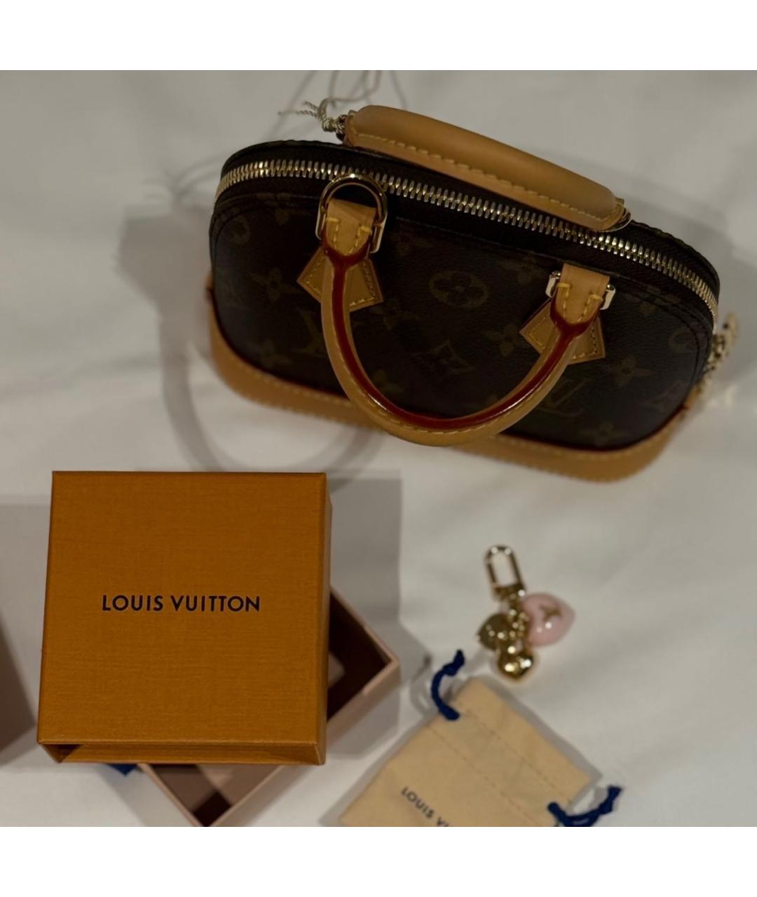 LOUIS VUITTON Коричневая кожаная сумка с короткими ручками, фото 3