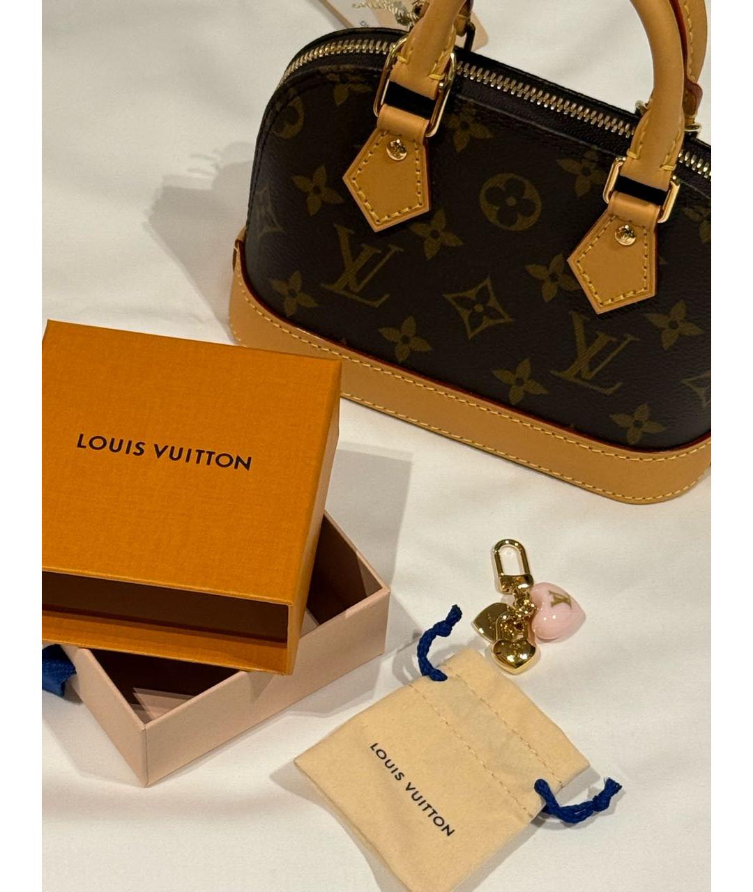 LOUIS VUITTON Коричневая кожаная сумка с короткими ручками, фото 4