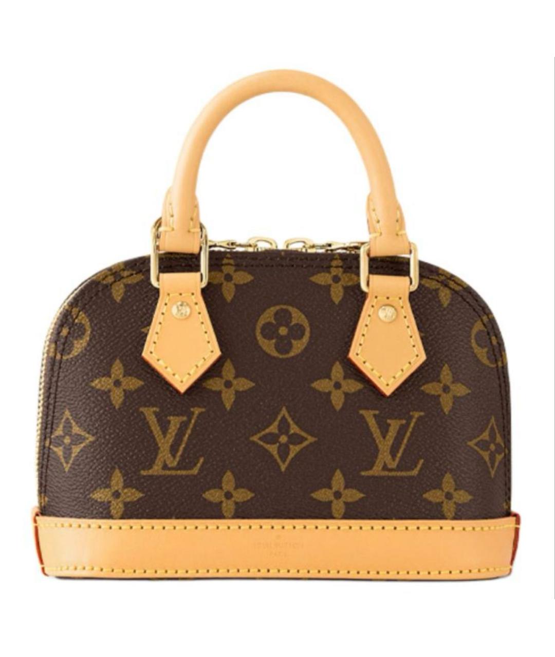 LOUIS VUITTON Коричневая кожаная сумка с короткими ручками, фото 1