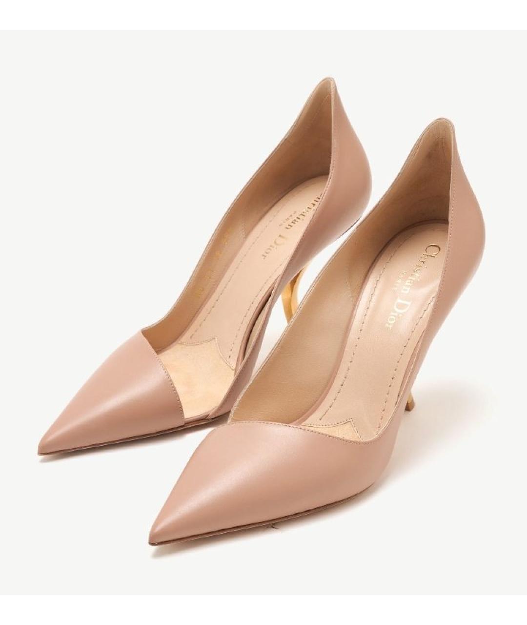 CHRISTIAN DIOR Бежевые кожаные туфли, фото 2