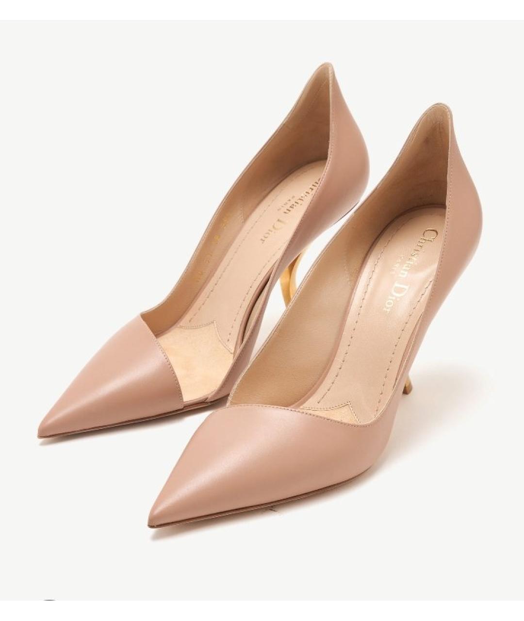 CHRISTIAN DIOR Бежевые кожаные туфли, фото 3