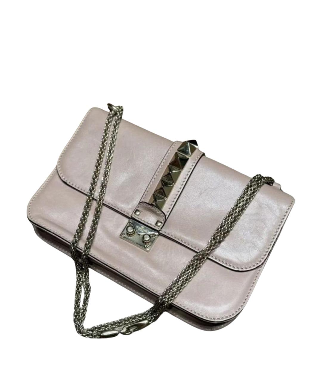 VALENTINO Бежевая кожаная сумка через плечо, фото 1