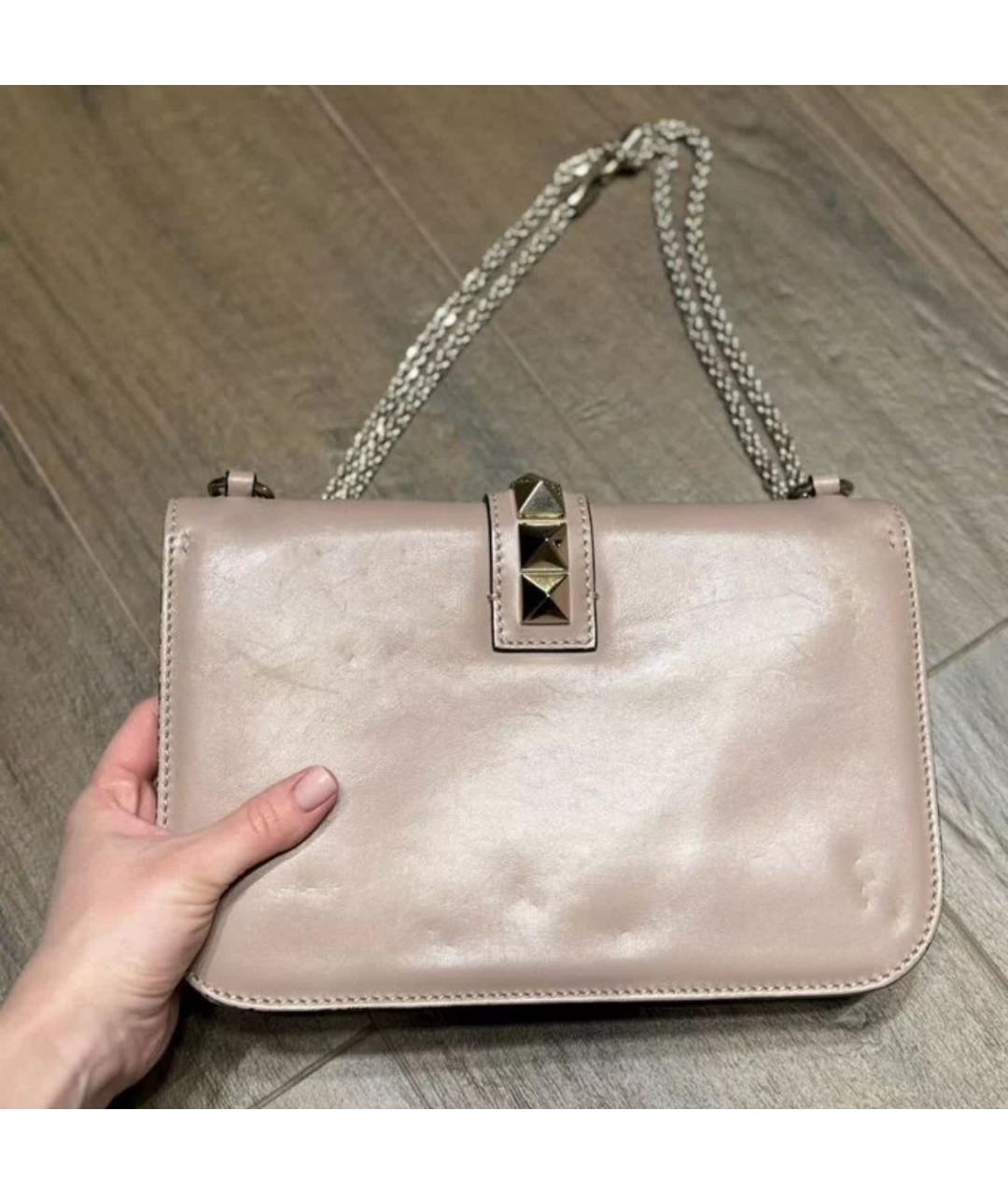 VALENTINO Бежевая кожаная сумка через плечо, фото 2