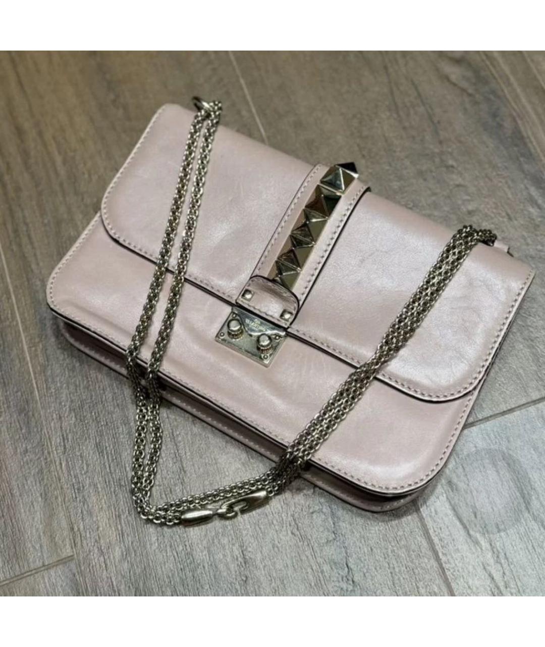 VALENTINO Бежевая кожаная сумка через плечо, фото 6