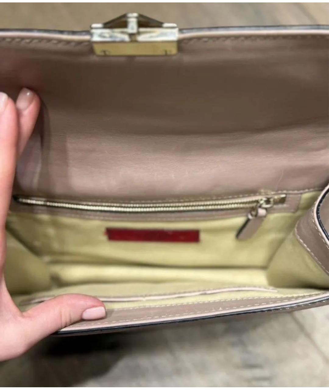 VALENTINO Бежевая кожаная сумка через плечо, фото 3