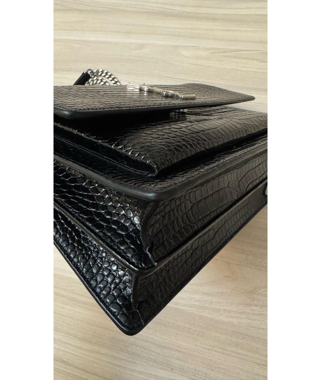 SAINT LAURENT Черная кожаная сумка через плечо, фото 5