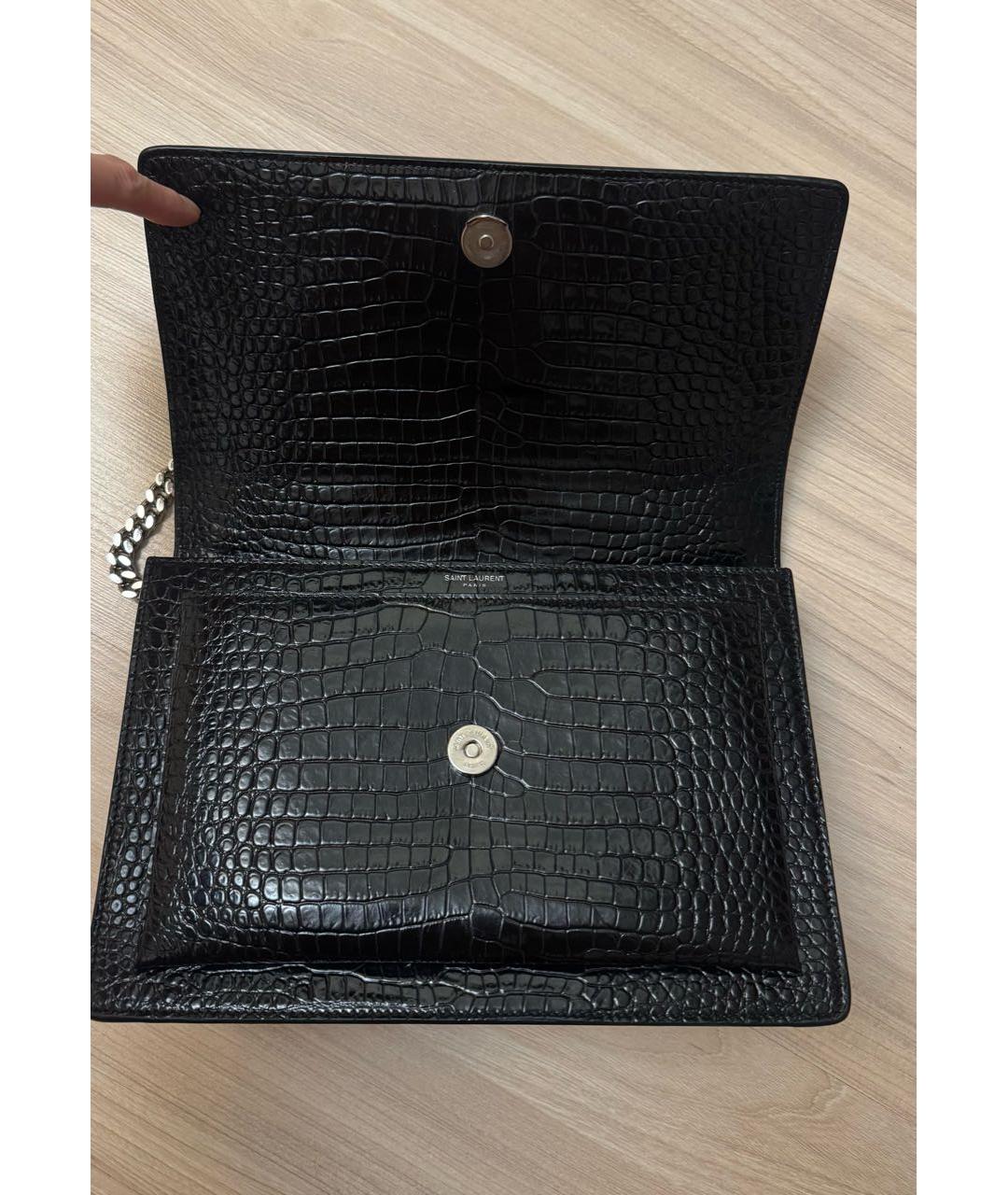 SAINT LAURENT Черная кожаная сумка через плечо, фото 3