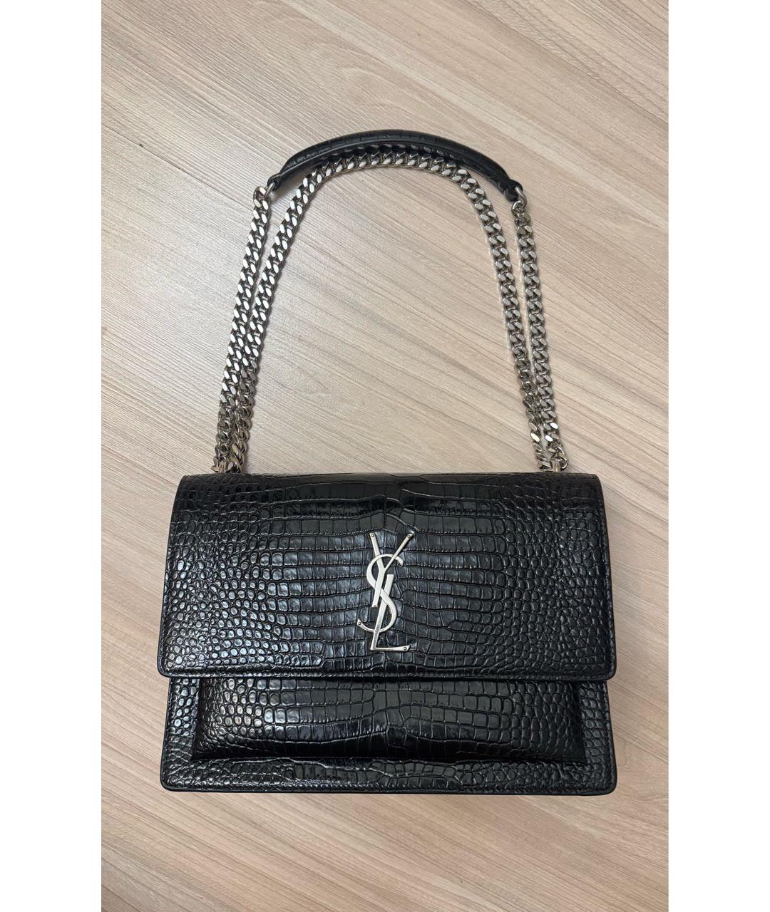 SAINT LAURENT Черная кожаная сумка через плечо, фото 9