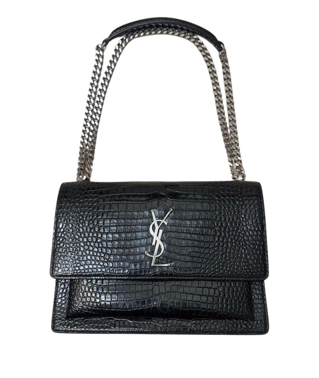 SAINT LAURENT Черная кожаная сумка через плечо, фото 1