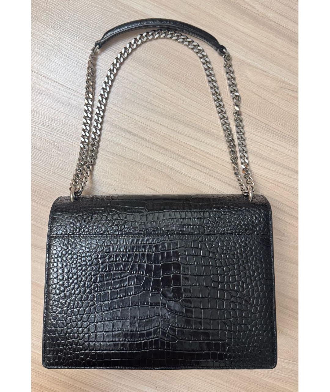 SAINT LAURENT Черная кожаная сумка через плечо, фото 2