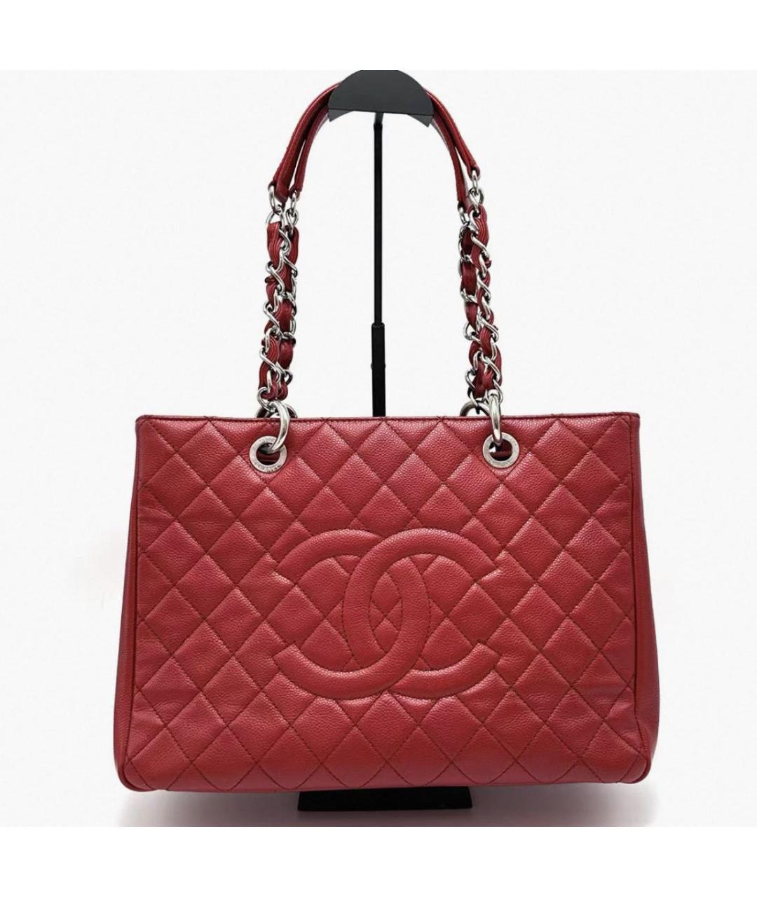 CHANEL Красная кожаная сумка тоут, фото 5