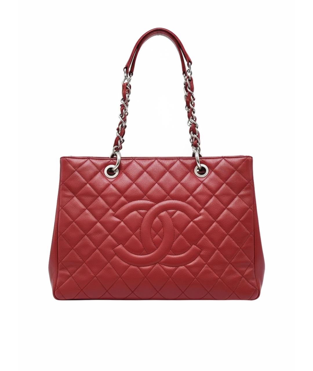 CHANEL Красная кожаная сумка тоут, фото 1