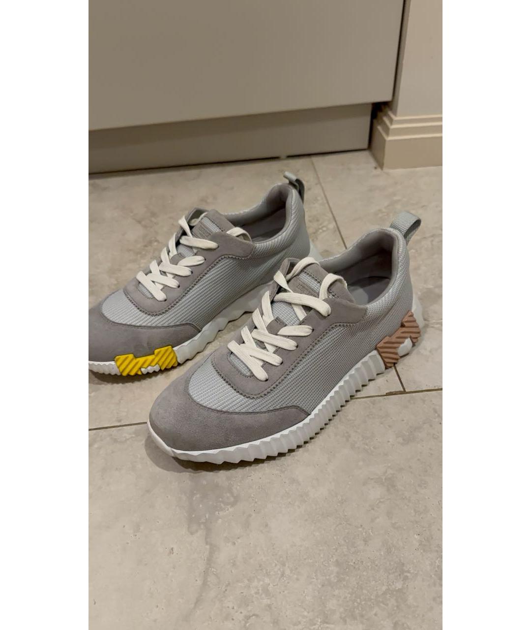 HERMES Серые текстильные кроссовки, фото 3