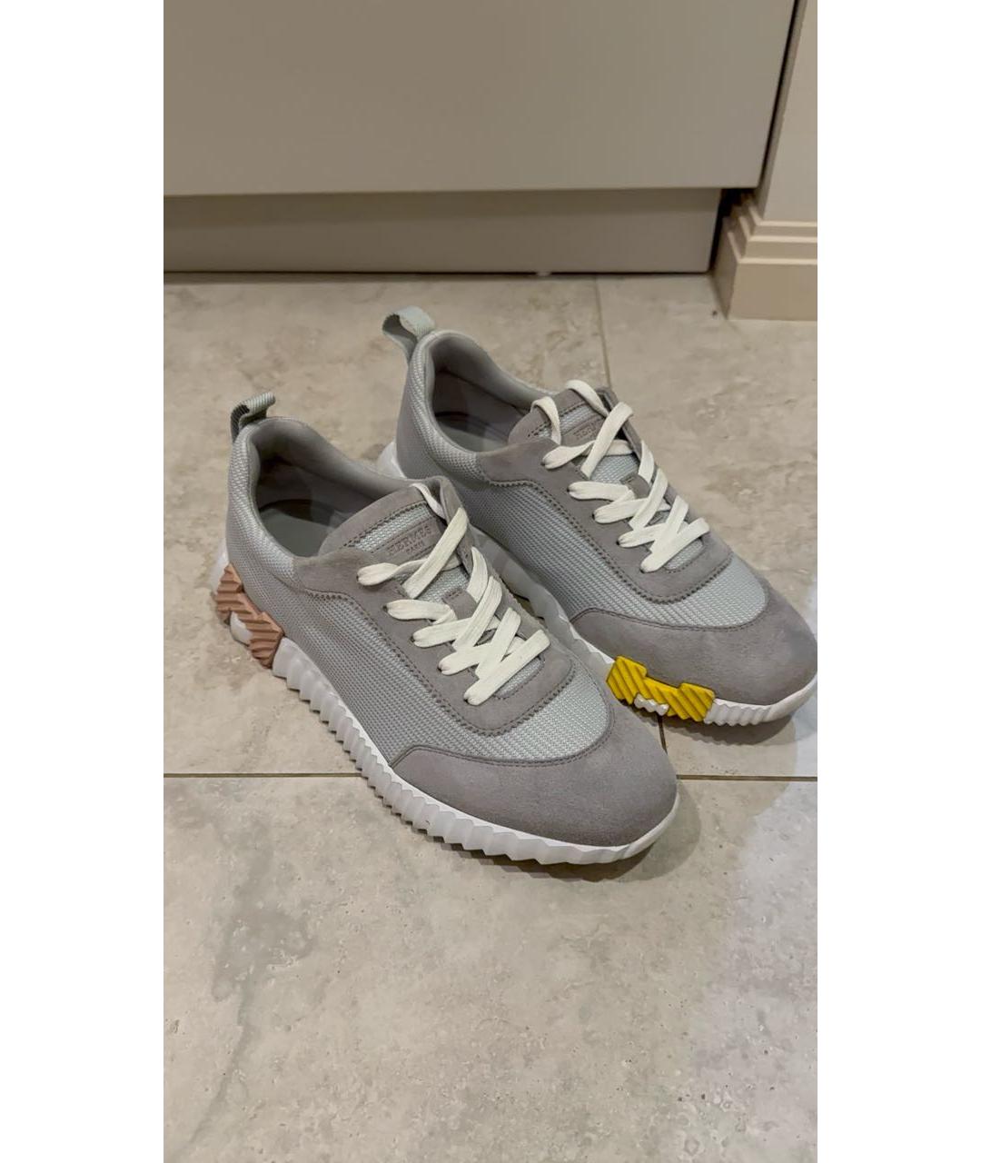 HERMES Серые текстильные кроссовки, фото 2