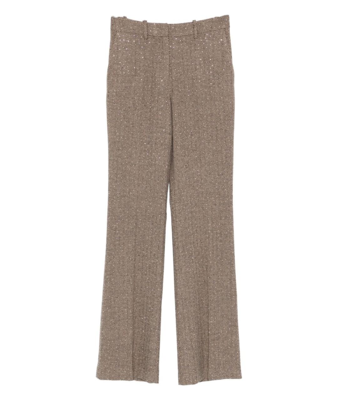 ERMANNO FIRENZE Коричневые полиэстеровые прямые брюки, фото 1